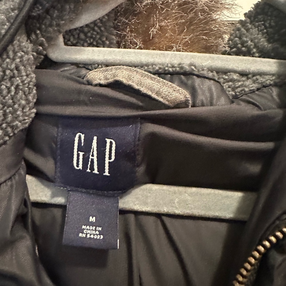 GAP Charcoal Jacket with Faux Fur Trim